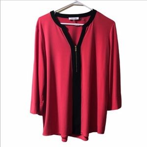 Calvin Klein Black and Pink Blouse Zipper Size Large